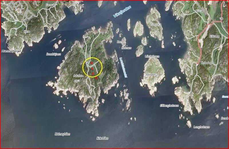 Røde punkter angir kanoner