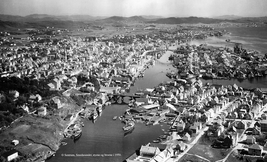 Haugesund - Smedasundet og øyene mot sør 1950