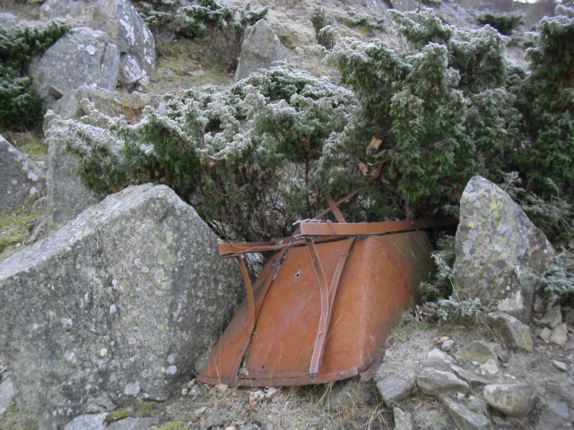 Her har vi funnet en trillebår fra krigens dager.