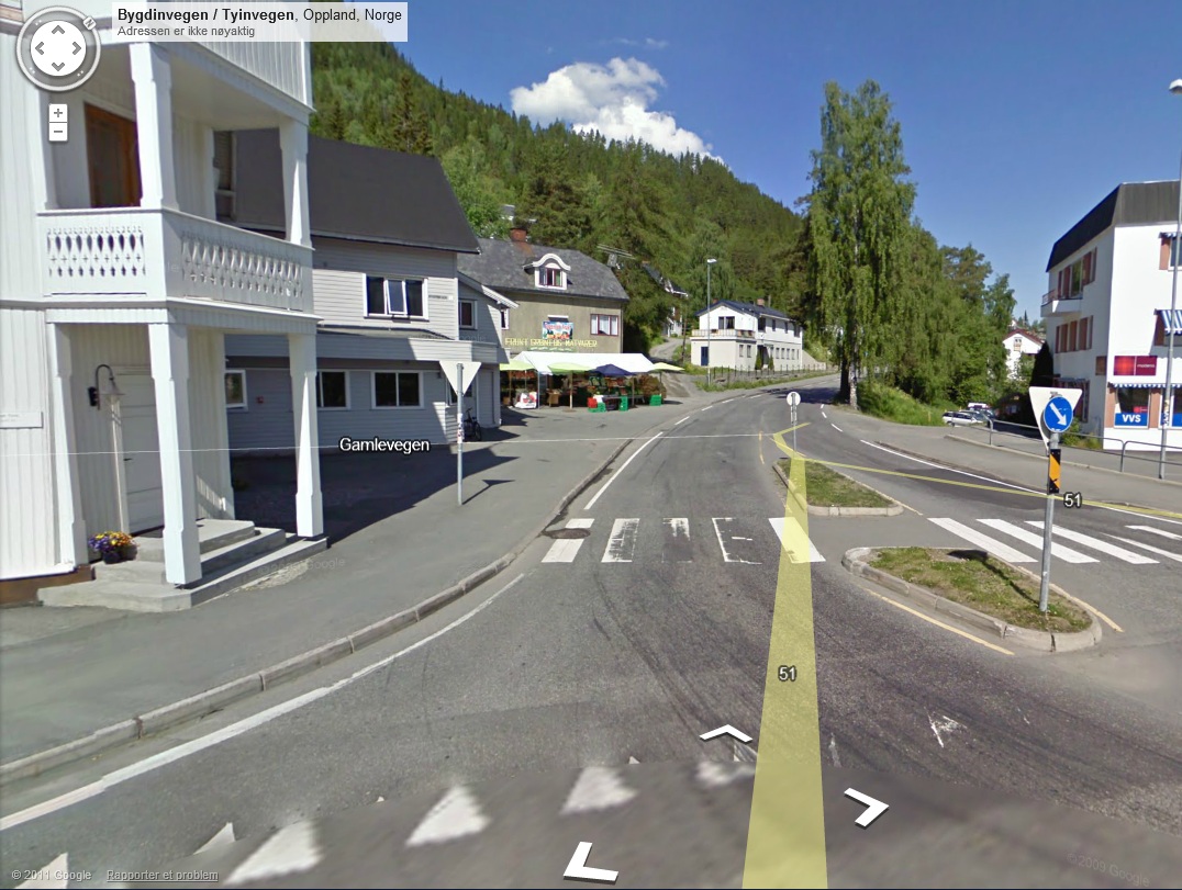 Fagernes, krysset bygdinvegen/valdresvegen/tyinvegen